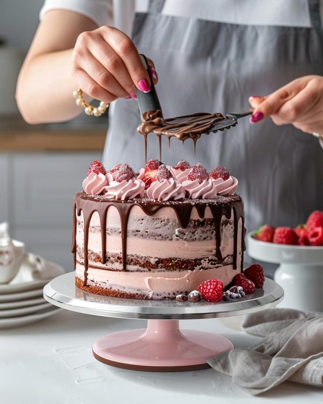 Complete Cake Decorating Set: 12" Turntable, Spatula & 3 Icing Smoothers in Pink gallery