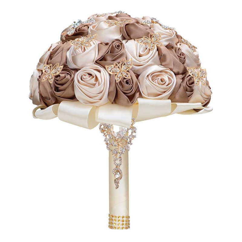Mhojpik Handmade Wedding Flowers Bouquet Round Holding Bridal Bouquet Toss