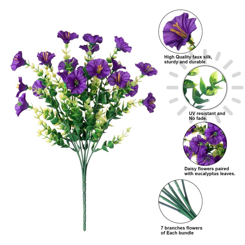 HyeFlora Artificial Flowers Outdoor Fake Plants Decoration 12 Bundles Silk Purpl gallery