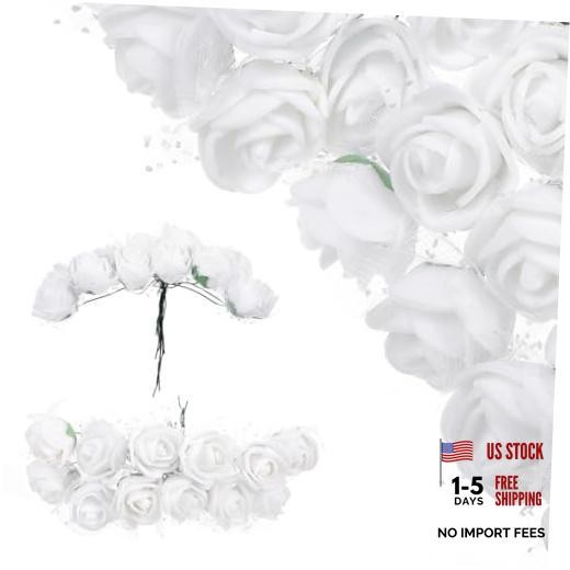 144 Pcs White Roses Artificial Flowers, 25mm White Roses, Fake Rose for