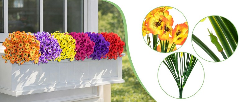 18 Bundles Artificial Flowers Outdoor Fake Flowers Pansies Faux gallery