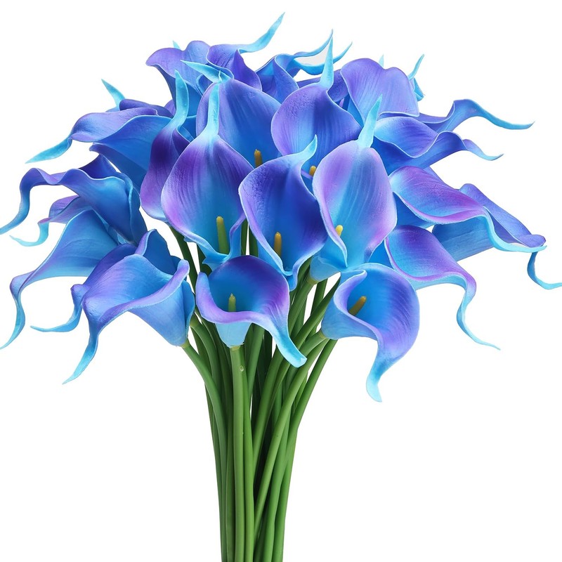 Alifst 30Pack Real Touch Pu Latex Artificial Calla Lily Flowers For Wedding