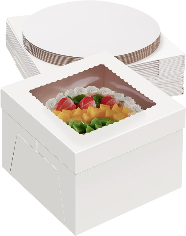 20Pack 12X12X6 Cake Boxes with Boards, 10Pcs Cake Boxes & 10Pcs Cake Boards, Stu