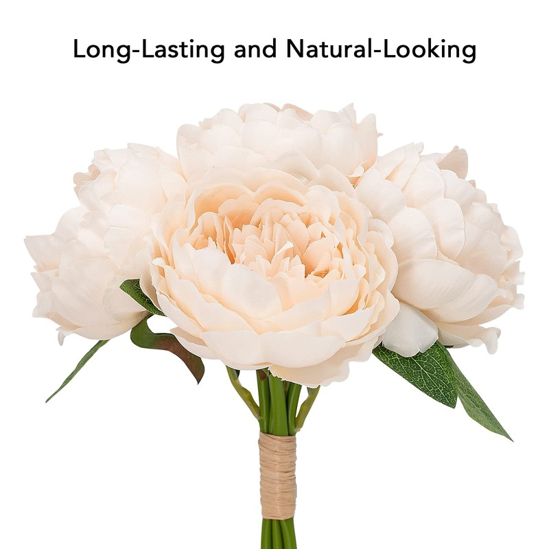 Softflame Artificial/Fake/Faux Flowers - Peony Bundle White Color Pack Of 5 gallery