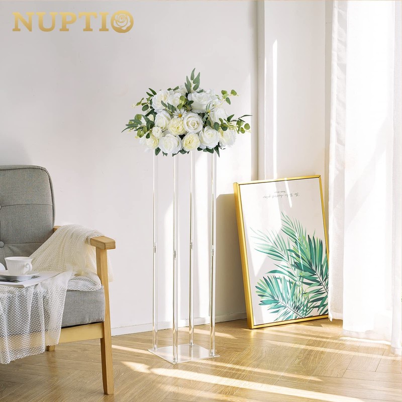 Nuptio Large Flower Centerpieces For Tables 17.7 Inch Diameter White Artificial gallery