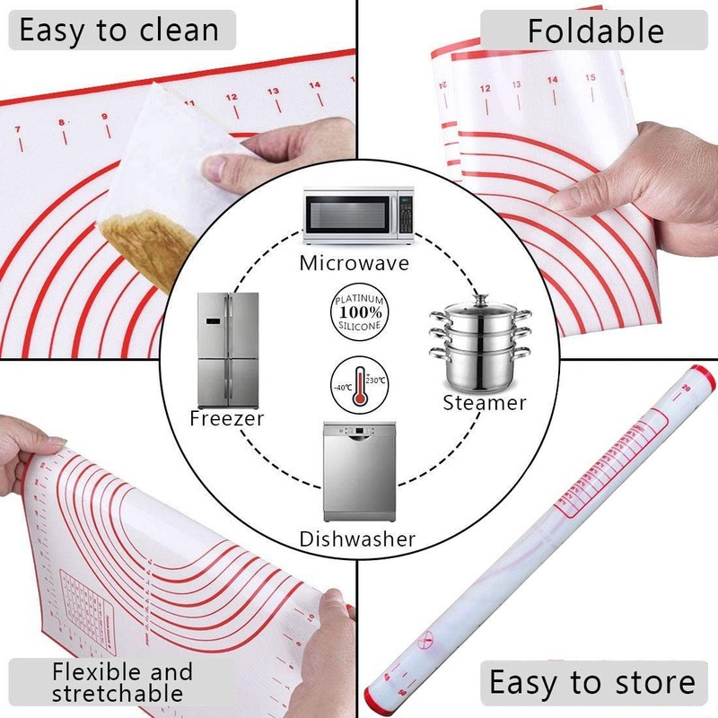 Adjustable Rolling Pin & Silicone Baking Mat Set - Stainless Steel Dough Roller gallery