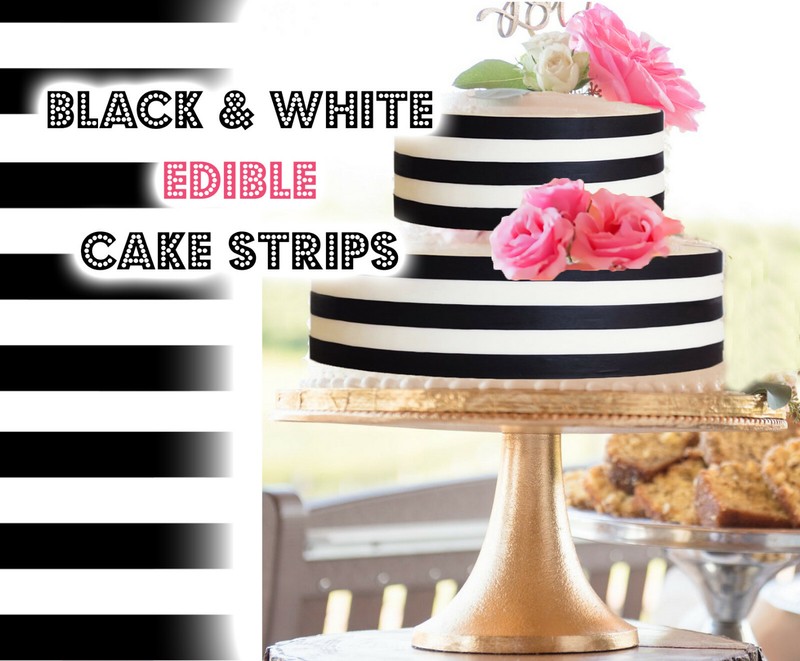 Black White Stripes Edible Cake Strips Cake Image Cake Topper Kate Spade Party