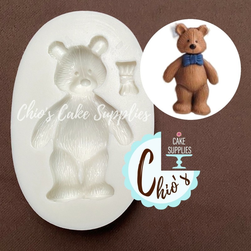 Teddy bear with bow silicone mold