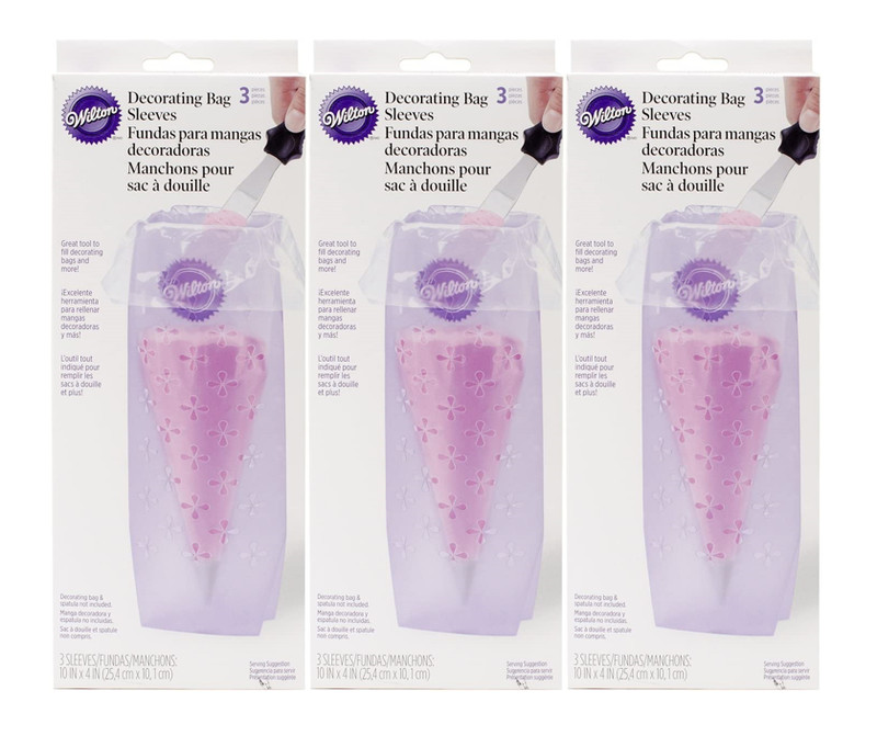 3 pack Wilton Decorating Bag 3 Purple Sleeves Wilton 1185 Holds Fill Decor Bag