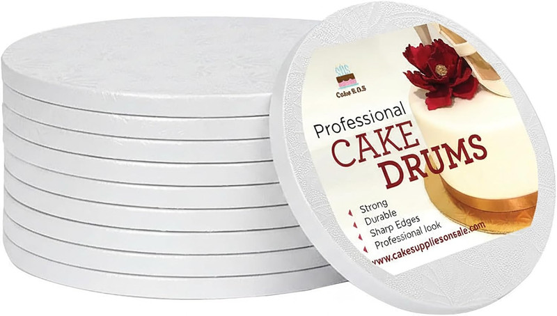 12 Inches White round Sturdy Cake Board Drums for Displaying Cakes, 1/2 Inch Thi
