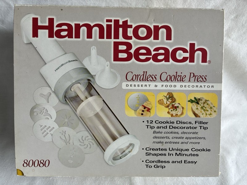 New Hamilton Beach Cordless Cookie Press Dessert Food Decorator 80080 NIB gallery