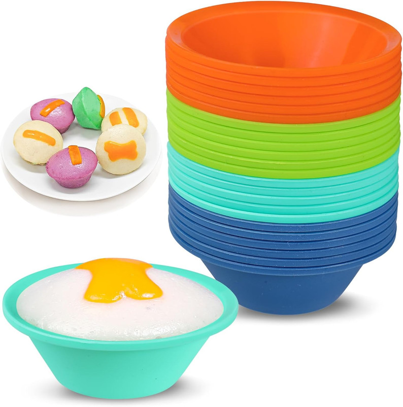 24 Pcs Silicone Puto Molder Filipino Medium-Size, 2.75″ Reusable Puto Ba