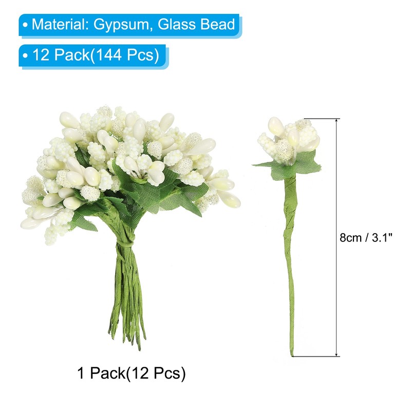 144Pcs Mini Artificial Pip Berry Picks Bunch, Fruit Flower Stamens, Cream gallery