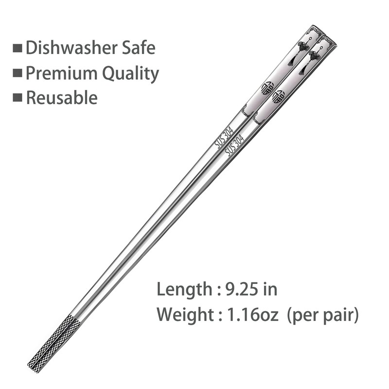 5 Pairs Stainless Steel Chopsticks Reusable Metal Chopsticks for Home Kitchen gallery