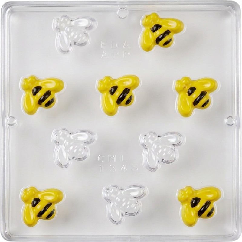 Bee Bite Size Chocolate Candy Mold 1345, 10 Cavities