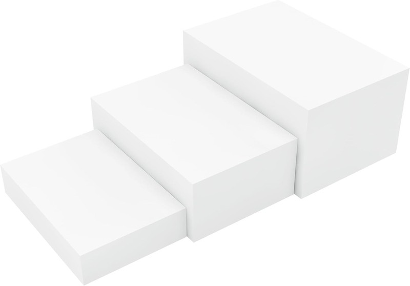 3 Pack White Buffet Food Risers Step 12” 11”10” Size Acrylic Cube Box Display