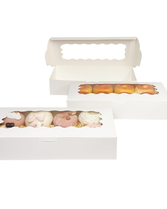 50 Packs White Cookie Box Window 12x5.5x2.5 Inch Pastry Biscuit Packaging gallery