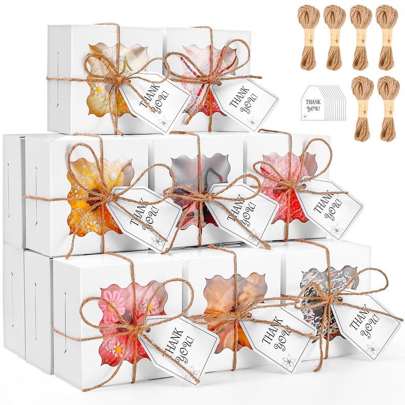 60 Pcs Cookie Boxes with Window,4x4x2.5 Inch White Bakery Boxes,Sturdy Pastry…