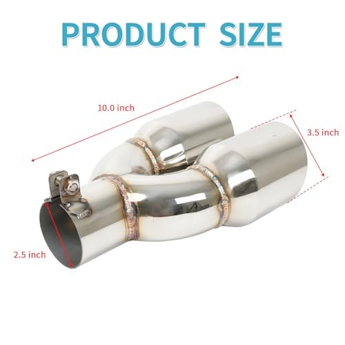 2.5" Dual Exhaust Tip - 2.5" Inlet 3.5" Outlet 10" Overall Length 2.5*3.5*10 gallery