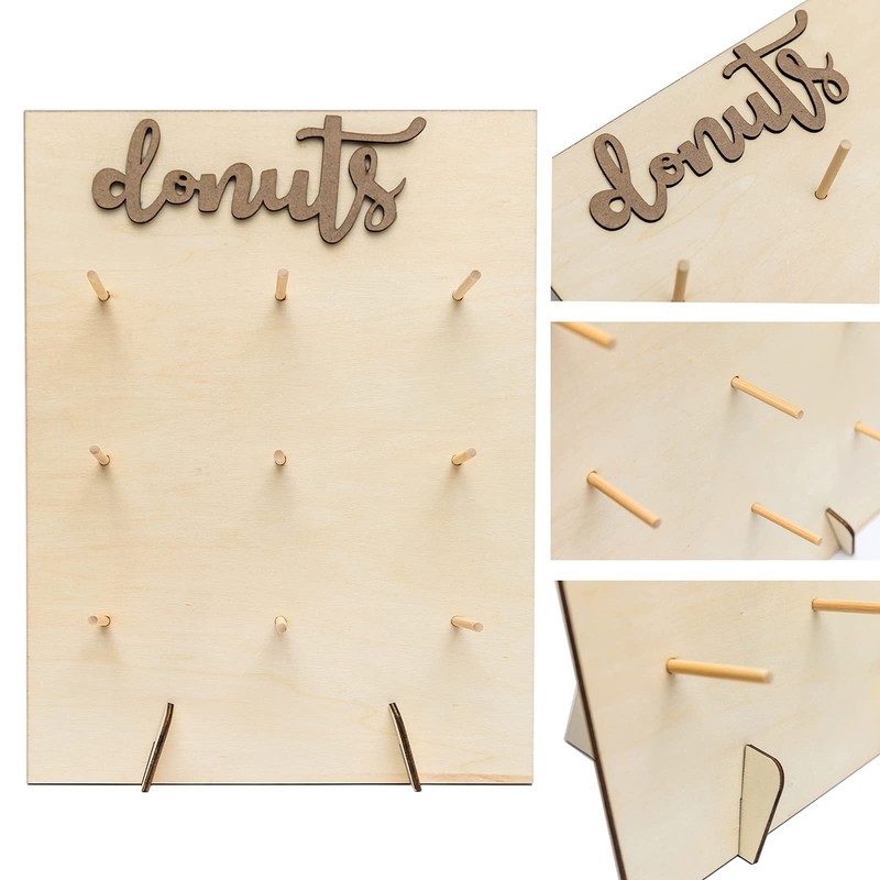 2Pack Donut Display Stand Wood Doughnuts Wall Stands Display Board for Weddin gallery