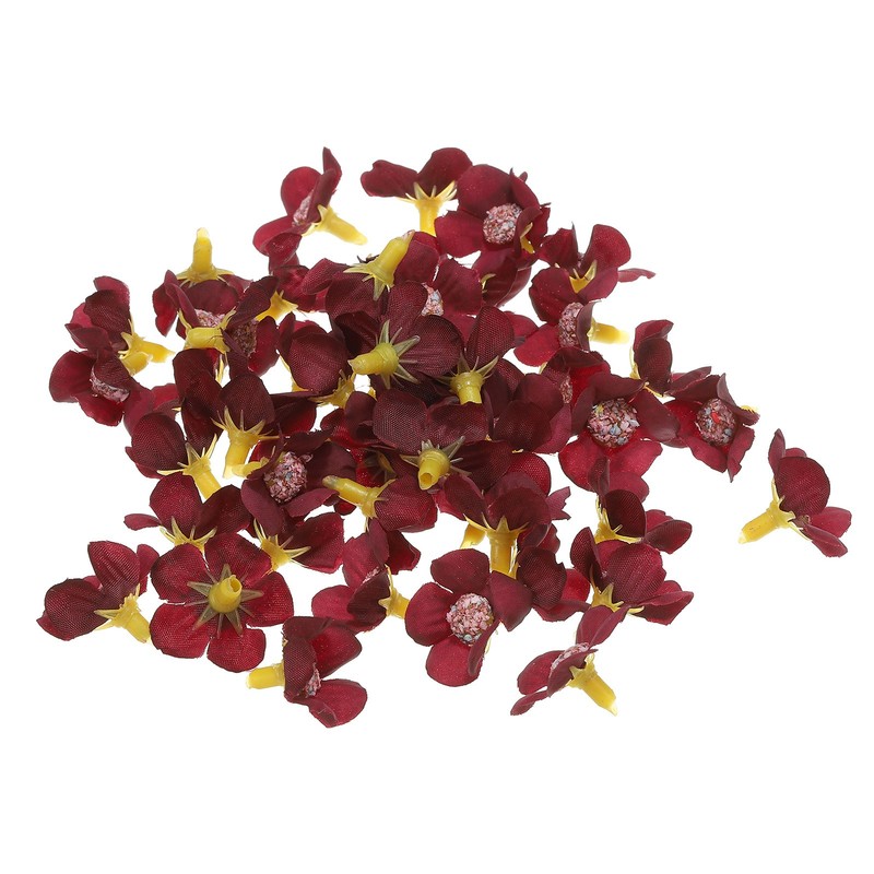 50Pcs 0.79″ Artificial Silk Daisy Flower Heads Fake Flowers for DIY, Dark Red