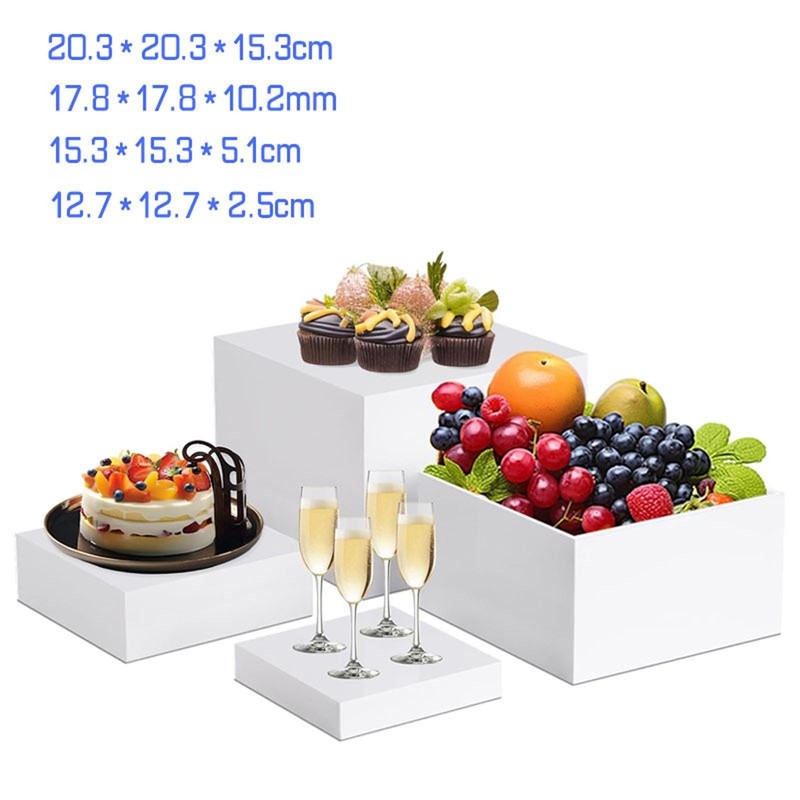 4 Pieces Buffet Riser Dessert Table Display Set with Hollow Bottom Food Riser