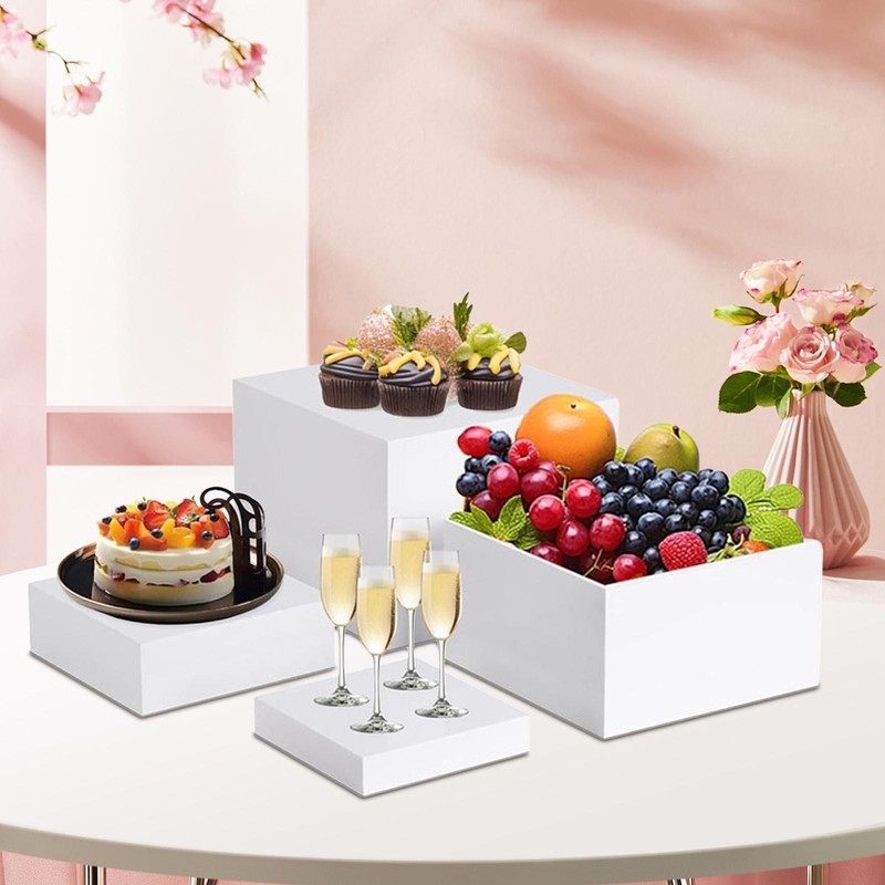 4 Pieces Buffet Riser Dessert Table Display Set with Hollow Bottom Food Riser gallery