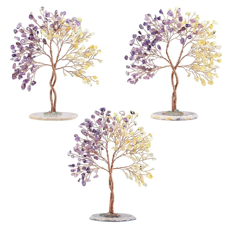 Mookaitedecor Handmade Crystal Tree Agate Slice Base Bonsai Money Tree Of Life gallery