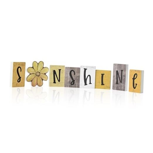 Smile 8Pcs Spring Summer Decor Indoor Wooden Sign Sunflower Farmhouse Sunshine