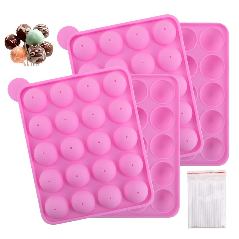 Silicone Cake Pop Mold 20 Cavity Lollipop Cupcake Baking Tray With Sticks 2 Pack