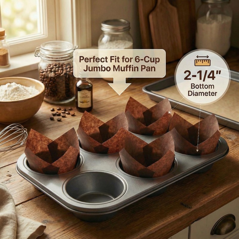 Extra Large Jumbo Tulip Baking Cups - 125 Pack 2.25" Texas Size - Premium Gre... gallery