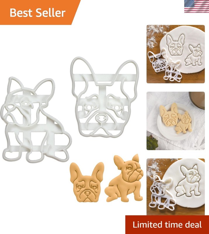 Set of 2 French Bulldog cookie cutters Designs: Body & Face, 2 pieces –