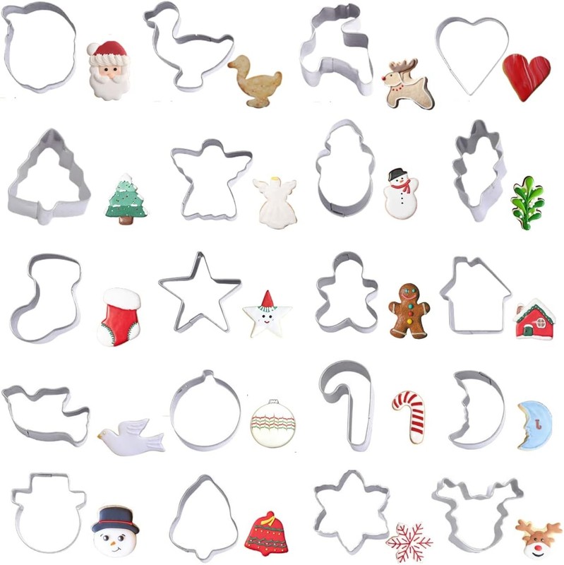 Christmas Cookie Cutters Set,20PCS Mini Christmas Cookie Cutters Stainless