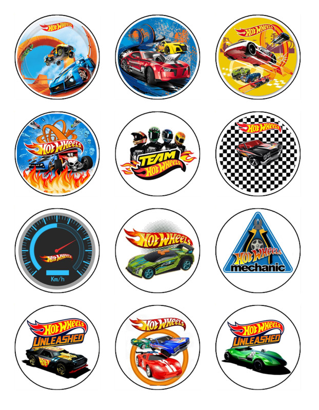 Hot Wheels Edible Icing Cake & Cupcake Toppers – Birthday Theme – 2 Sizes gallery
