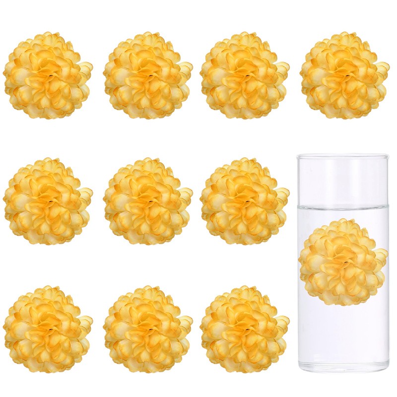 12Pcs 2″x2″ Floating Flowers for Centerpieces, Light Orange