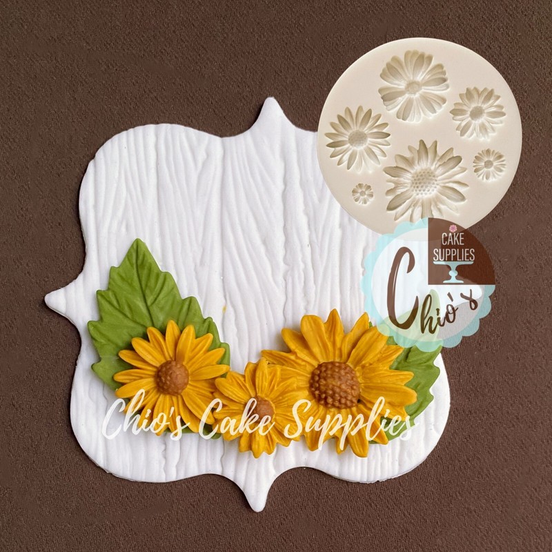 Daisies / dandelion / sunflower flowers silicone mold. 6 cavities gallery