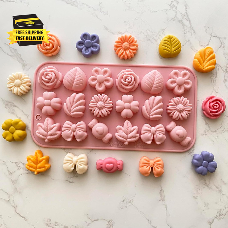 Flower Candy Molds Silicone 2PCS Daisy Flower Chocolate Molds Tulip Flower Mold gallery