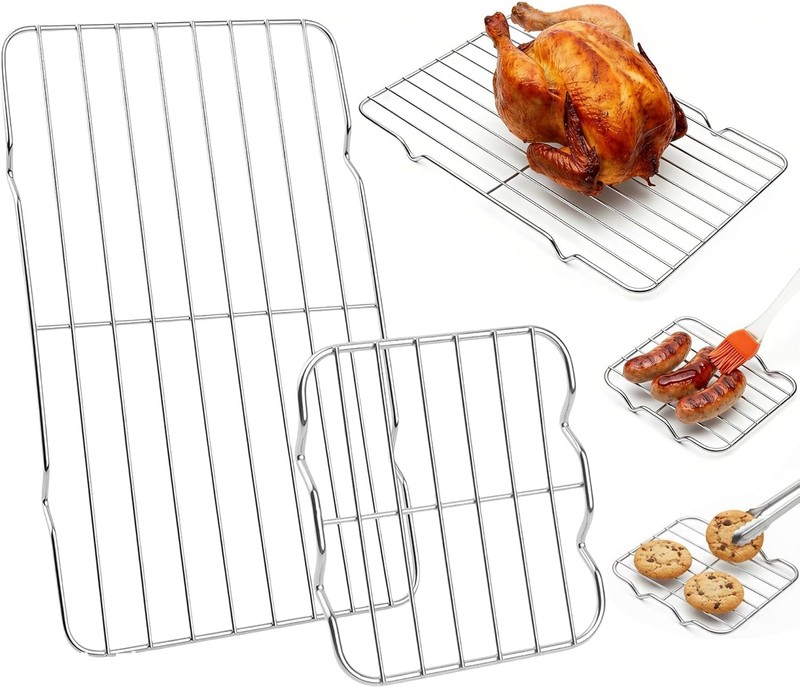 Compact Toaster Oven Rack 2-Pack, Small Roasting Rack 10x6.2" & 5x4.4"