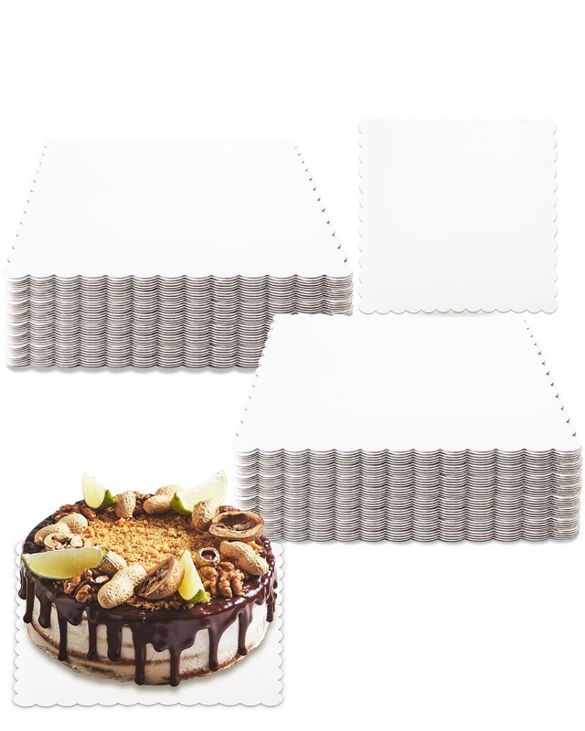 White 10 Inch Wave Cake Boards 15-Packs Squares Base Food-Grade Cardboard Wav... gallery