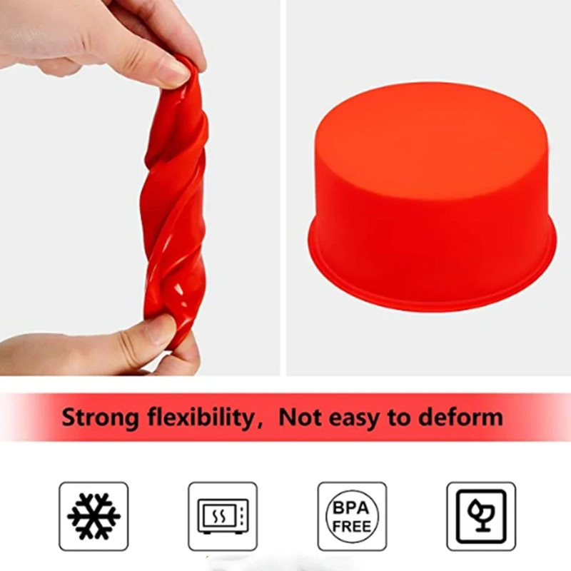 4 6 8 10 Inch round Shape Mold Silicone Small Cake Baking Pan Mousse Fondant Cyl gallery
