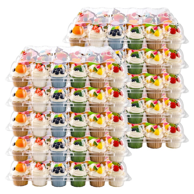 NPLUX 24 Count Cupcake Containers 10 Pack Cupcake Holders with Detachable Tal…