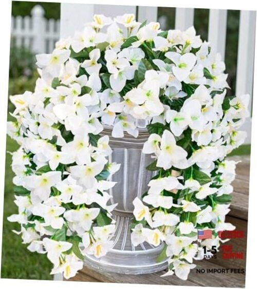 Bougainvillea Artificial Hanging Flowers Plants for Outdoors Decoration, White