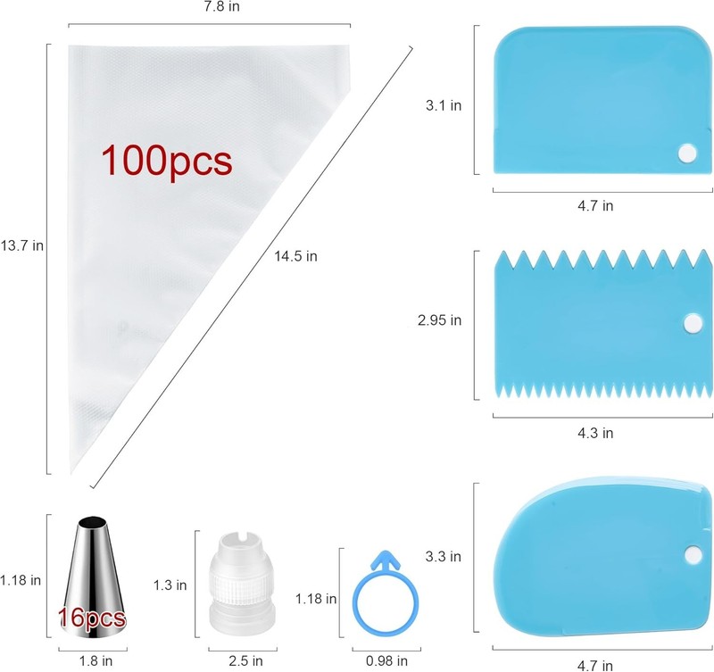 Piping Bags & Tips Set Cakes Decorating Supplies Kit W/ 100pcs 12 Inch Pastry gallery