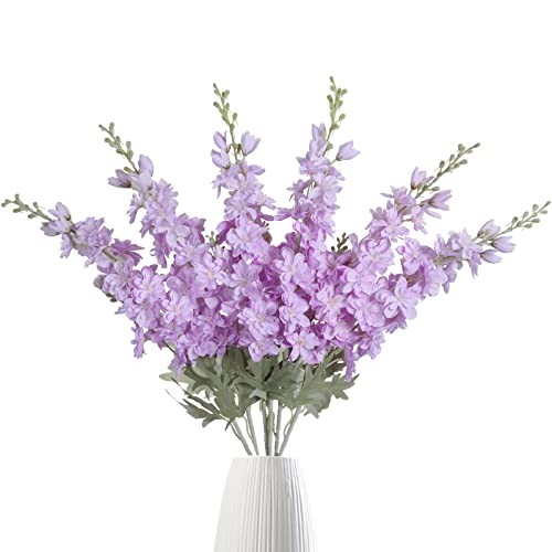 Artificial Delphinium Fake Flower Stems 6 pcs Fake Larkspur 33.5 in Purple gallery
