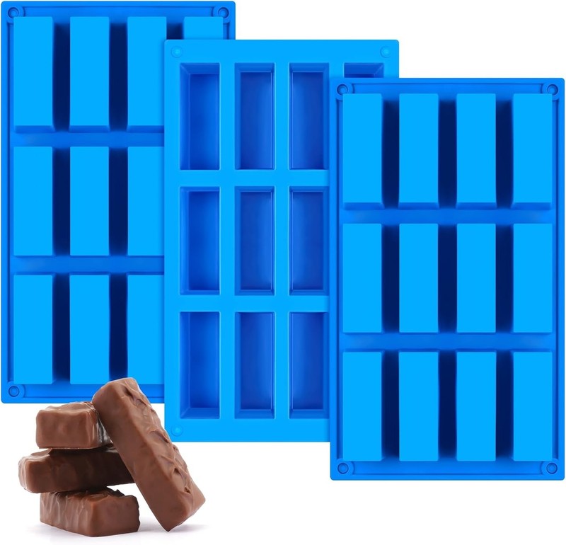 3 PCS Granola Bar Mold 12 Cavity Rectangle Silicone Bar Mold Silicone