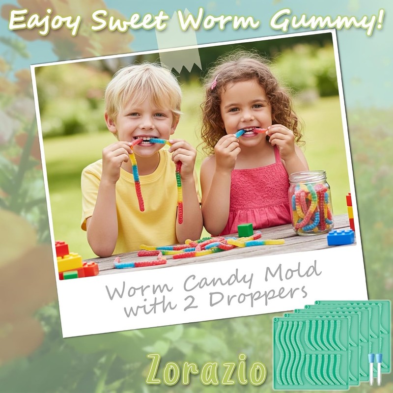 5PCS Silicone Gummy Worm Molds,Worm Gummy Candy Mold,Non-Stick Worm Candy Mol... gallery