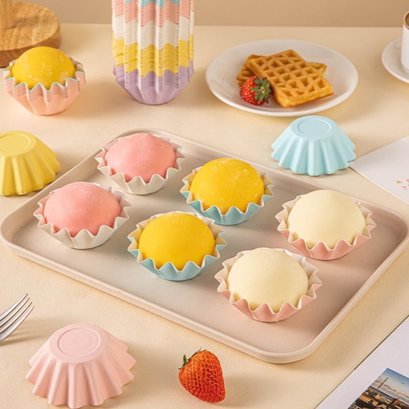 100 PCS Baking Cups Cupcake Cake Mold for Wedding Birthday Holiday (Brown) gallery