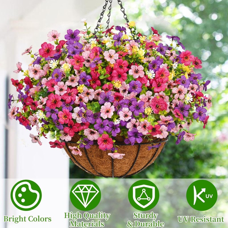 Yastouay 2 Pack Artificial Hanging Flowers For Outdoors Fake Hanging Plants 12 gallery