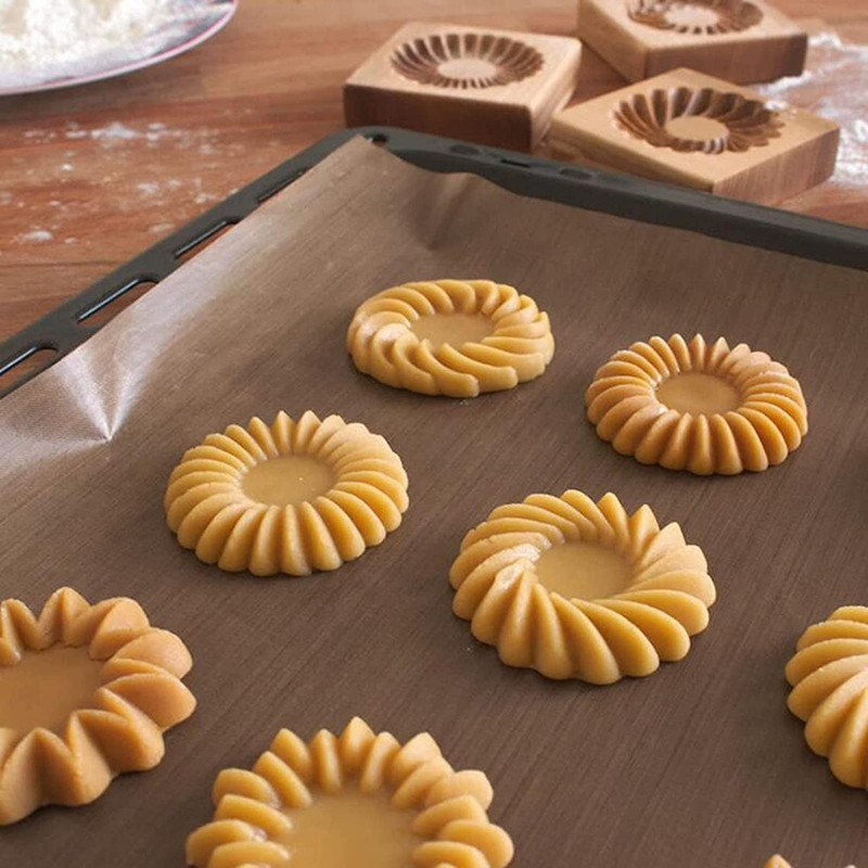 Carved Wooden Rotary Cookie Mold Rotary Flower-C for Springerle Marzipan Pryanik gallery