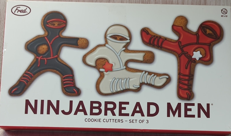 Fred Ninjabread Men Metal Cookie Cutters Ninja Shape Set of 3 Dishwasher Safe